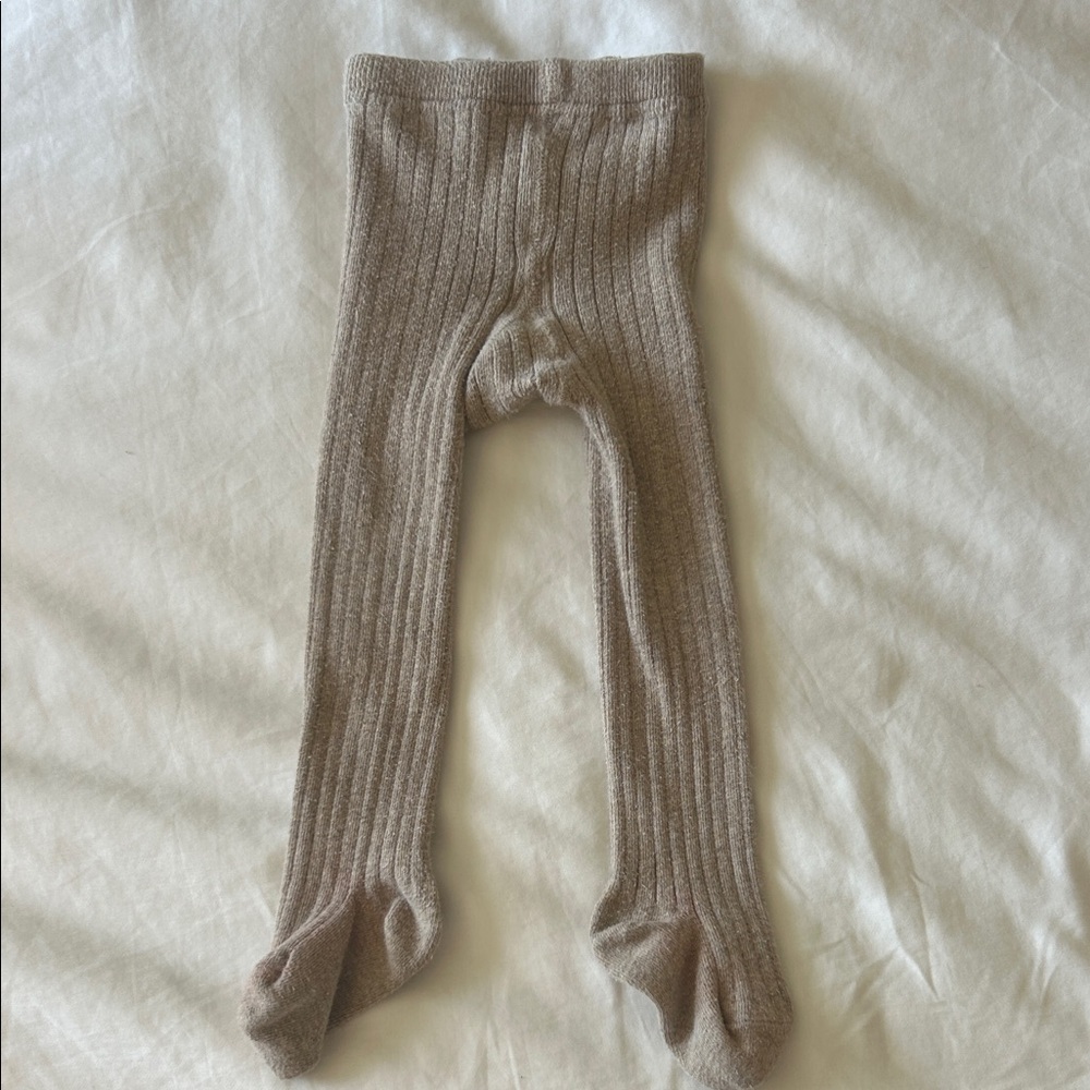 Zara Ribbed Kids Tights - Tan